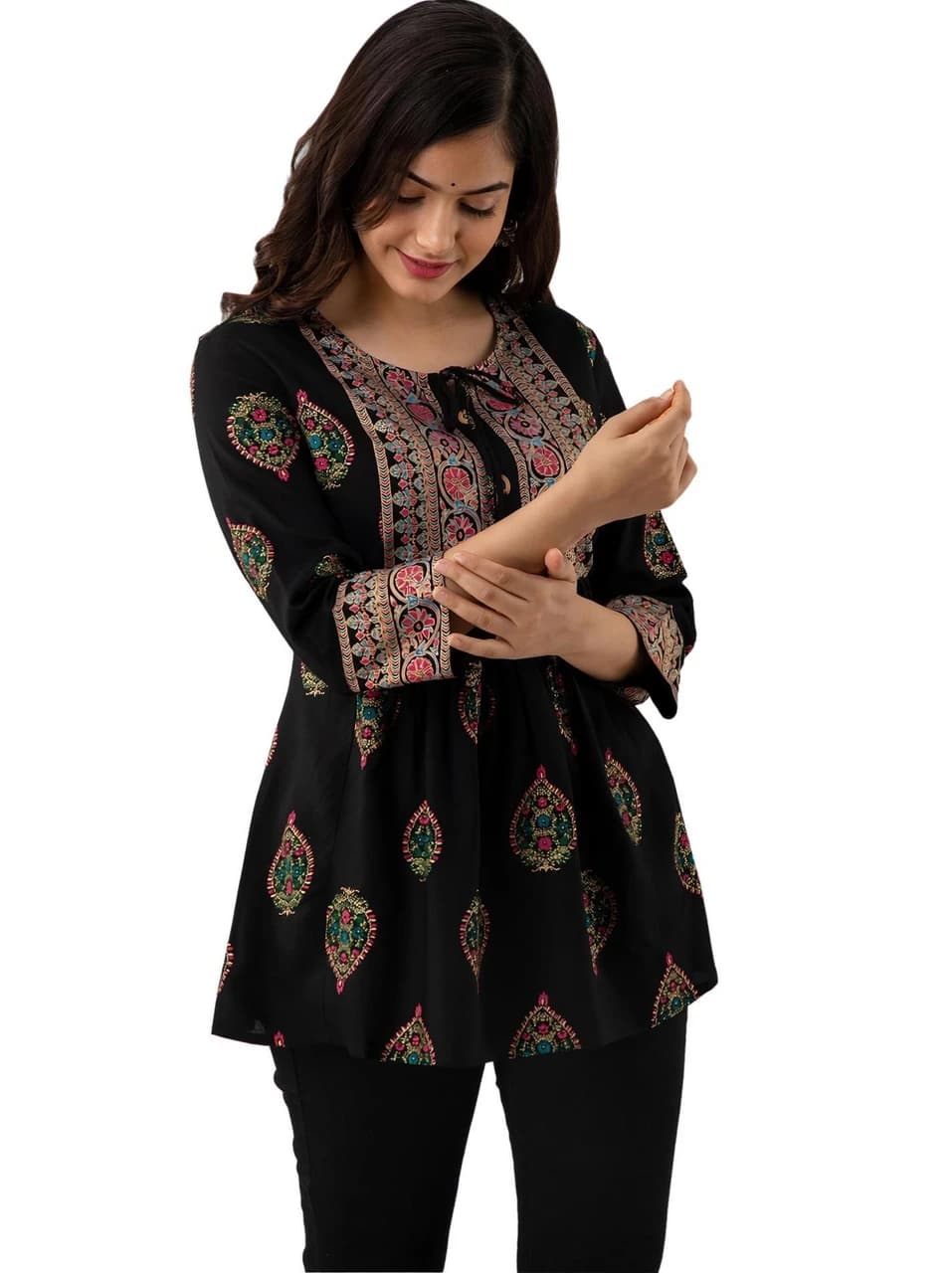 Floral Print Pure Cotton Flared Kurta for Women