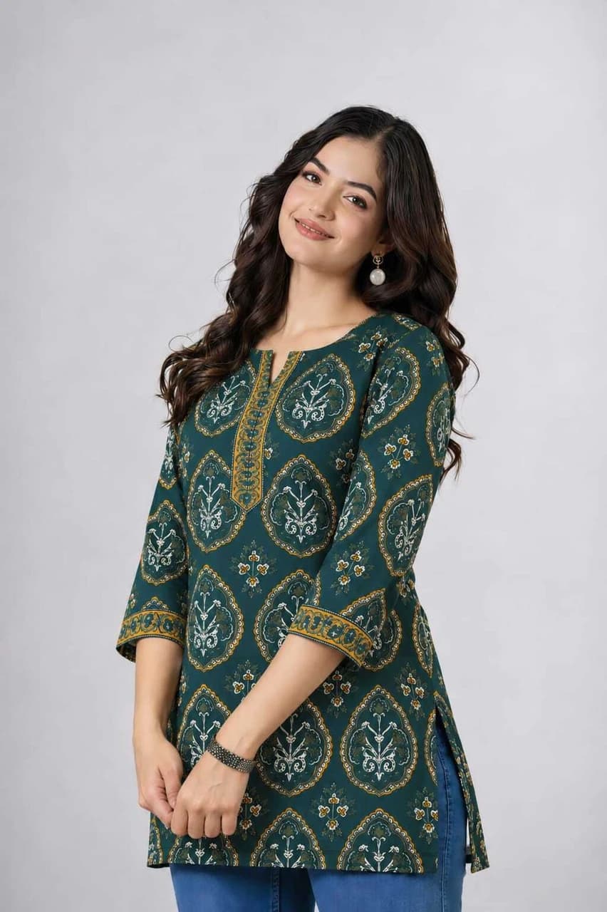 Floral Print Viscose Rayon Cape Kurta for Women
