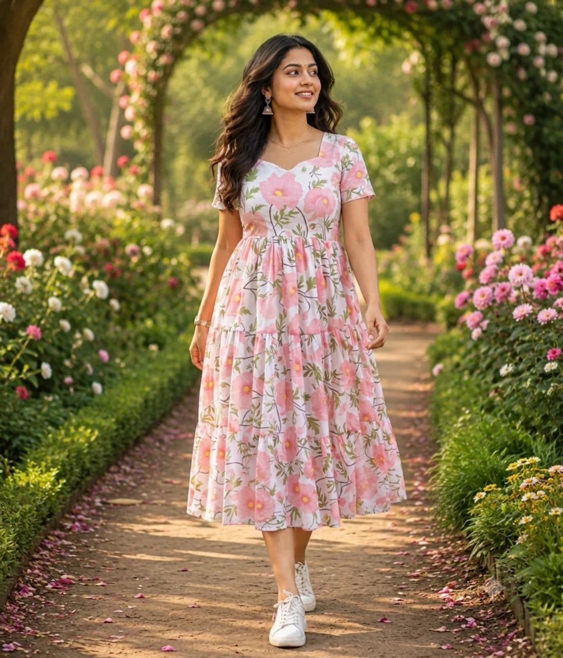 Floral Print Viscose Rayon Flared Kurta for Wo