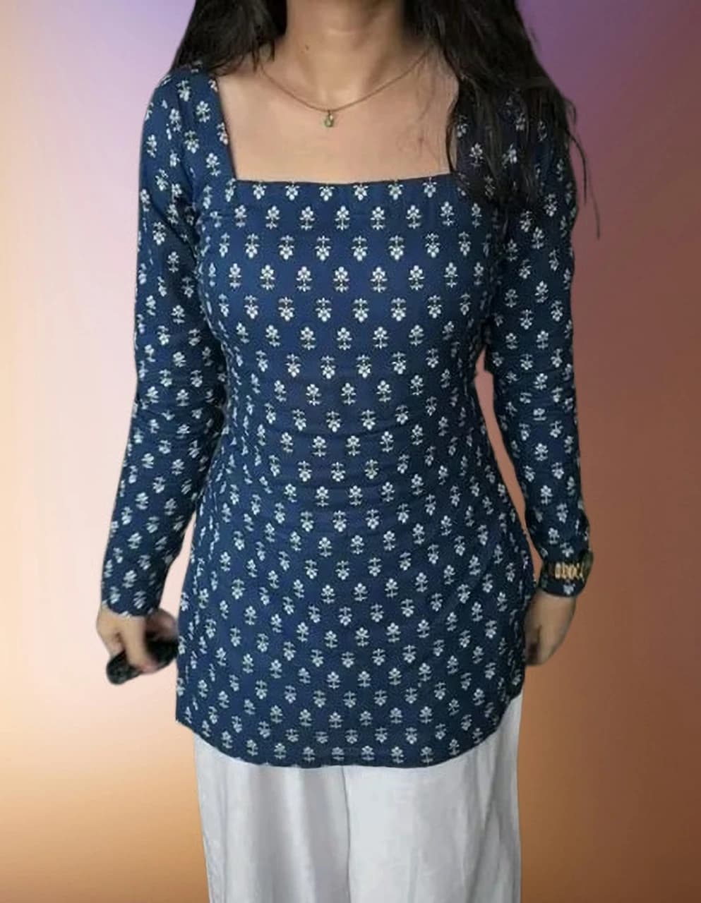 Printed Cotton Blend Tunic Kurta for Women