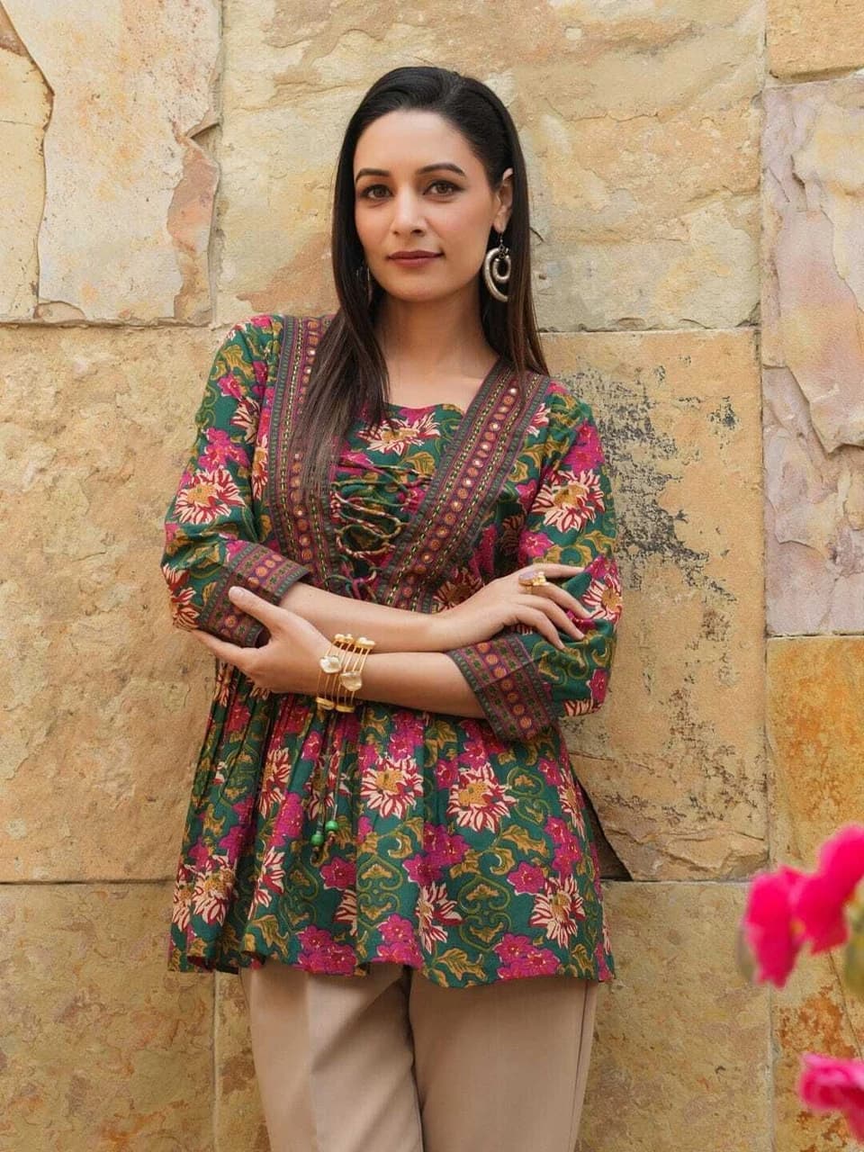 Printed, Floral Print Viscose Rayon Straight Kurta