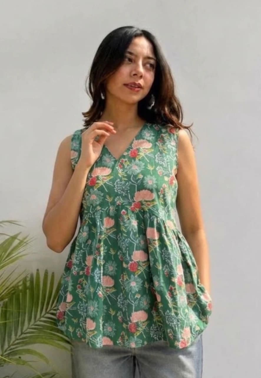 Printed Pure Cotton Tunic Kurta for Women
