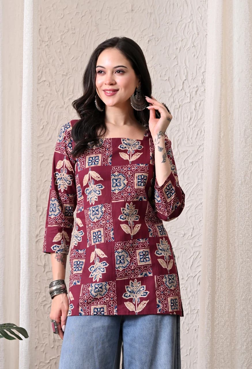 Printed Pure Cotton Straight Kurta for Women