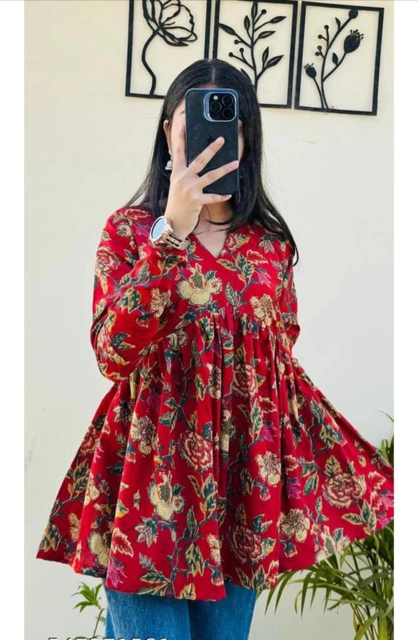Printed Viscose Rayon Cape Top Kurta for Women (Multicolor)