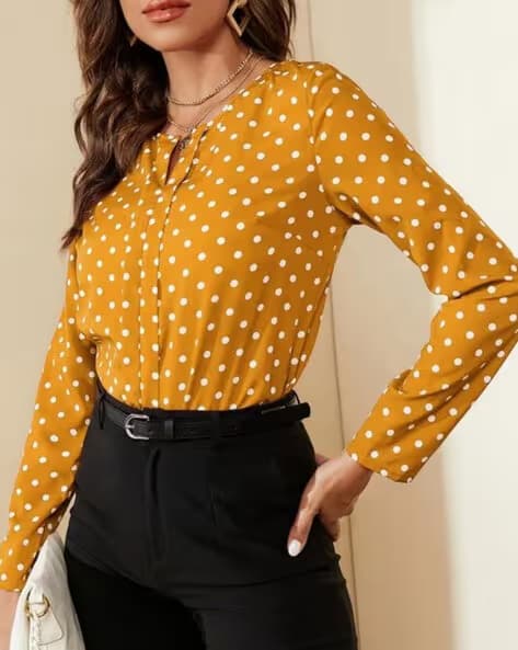 Women Regular Fit Polka-Dot Print Top