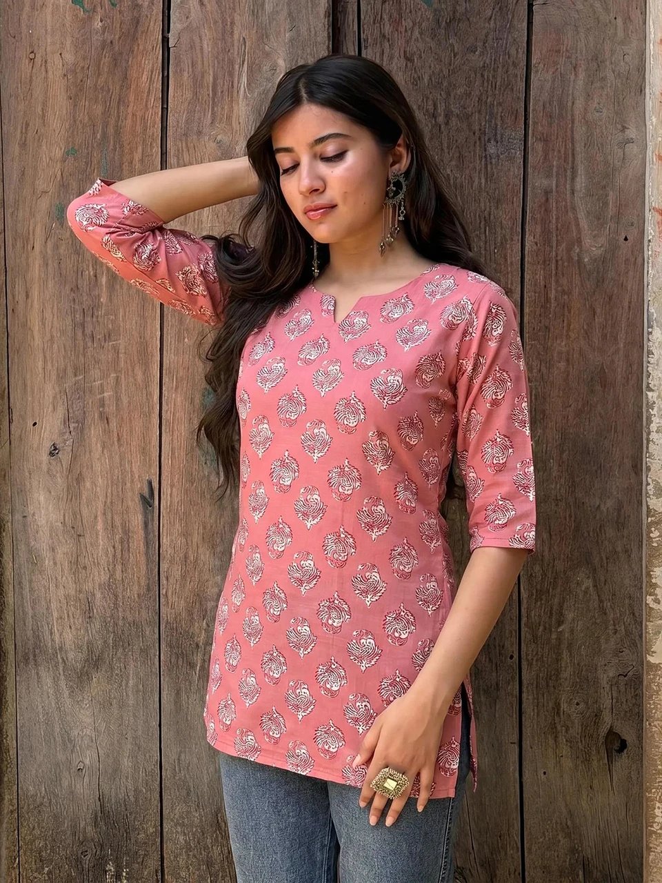 Embroidered Viscose Rayon Asymmetric Kurta for Girls - view 3