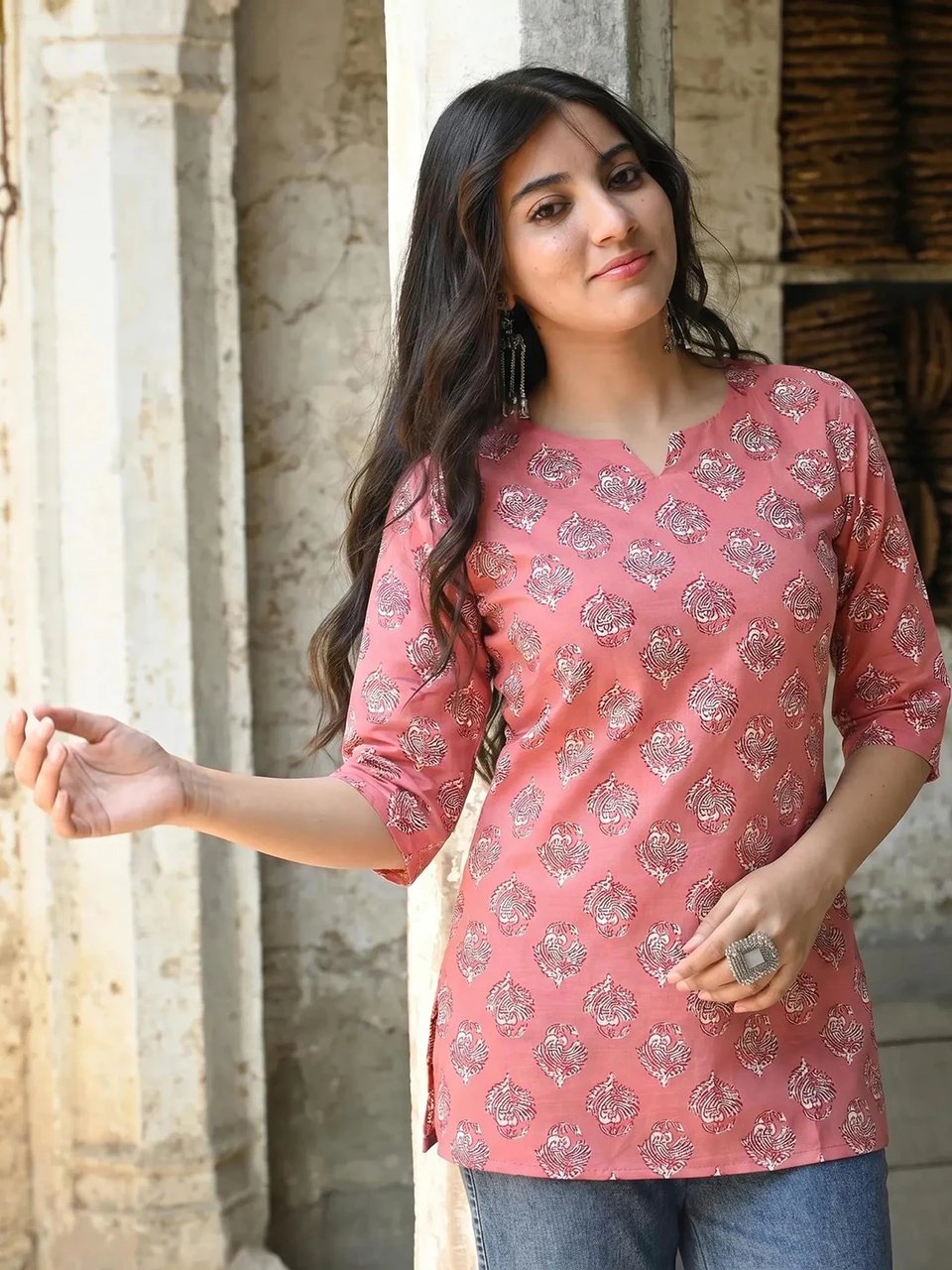 Embroidered Viscose Rayon Asymmetric Kurta for Girls - view 4