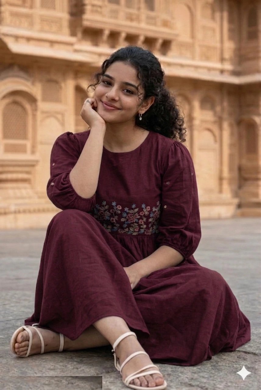 Embroidered Viscose Rayon Flared Kurta for Women - view 4