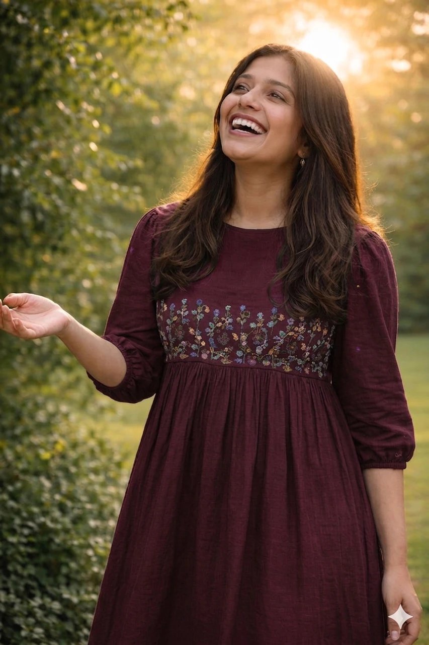 Embroidered Viscose Rayon Flared Kurta for Women - view 5