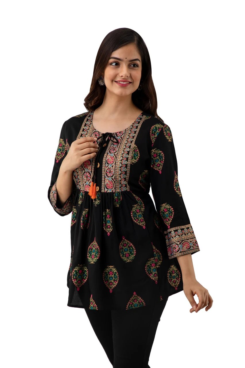 Floral Print Pure Cotton Flared Kurta for Women - view 3