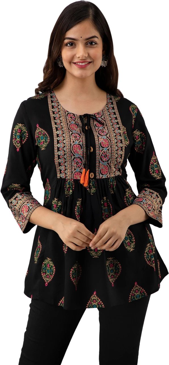 Floral Print Pure Cotton Flared Kurta for Women - view 4