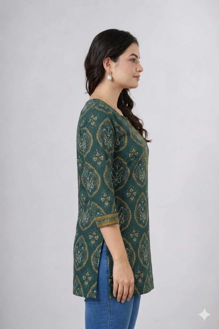 Floral Print Viscose Rayon Cape Kurta for Women - view 3