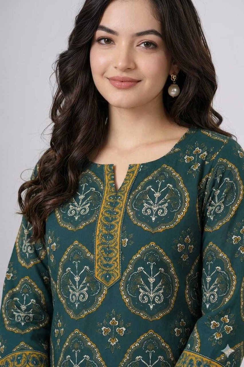 Floral Print Viscose Rayon Cape Kurta for Women - view 4