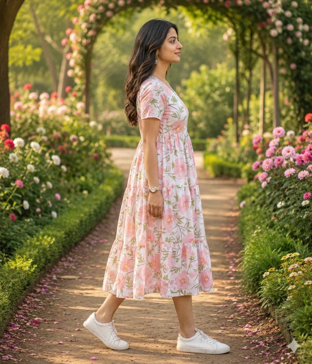 Floral Print Viscose Rayon Flared Kurta for Wo - view 3