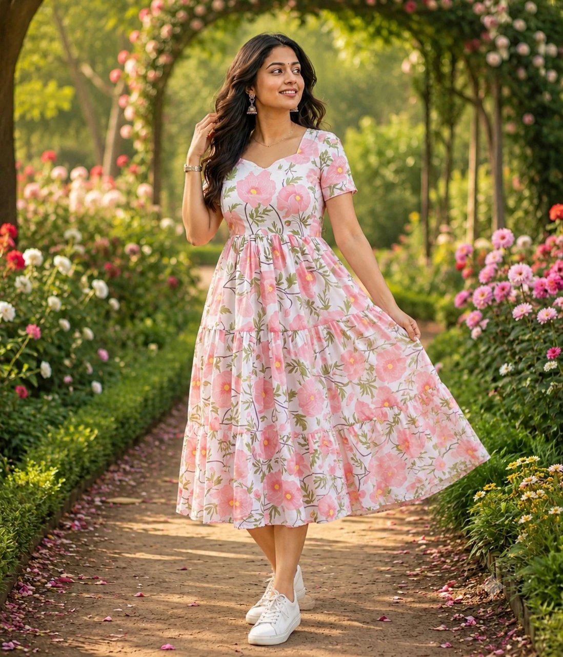 Floral Print Viscose Rayon Flared Kurta for Wo - view 4