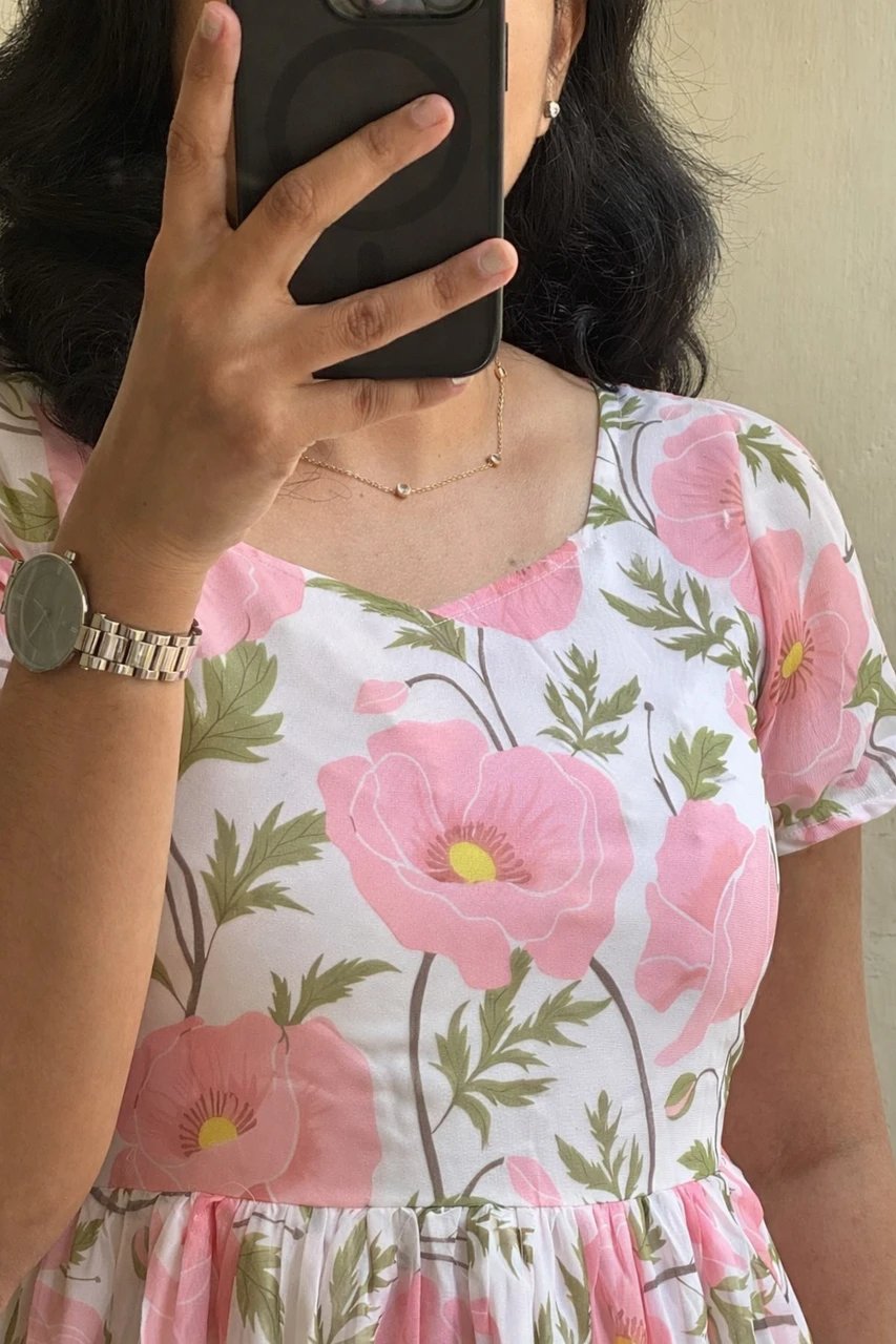 Floral Print Viscose Rayon Flared Kurta for Wo - view 5