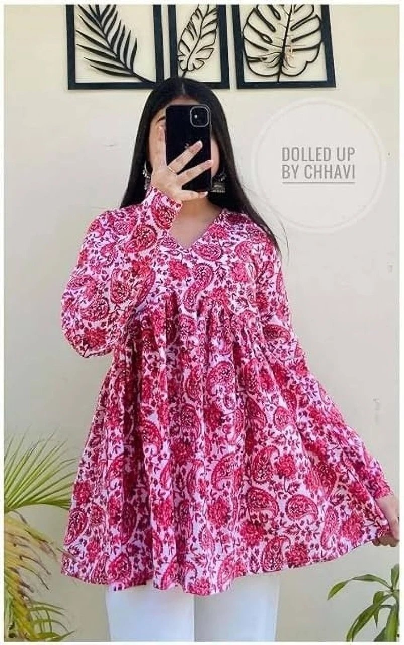 Pack of 2 Floral Print Viscose Rayon Flared Kurta for - view 3
