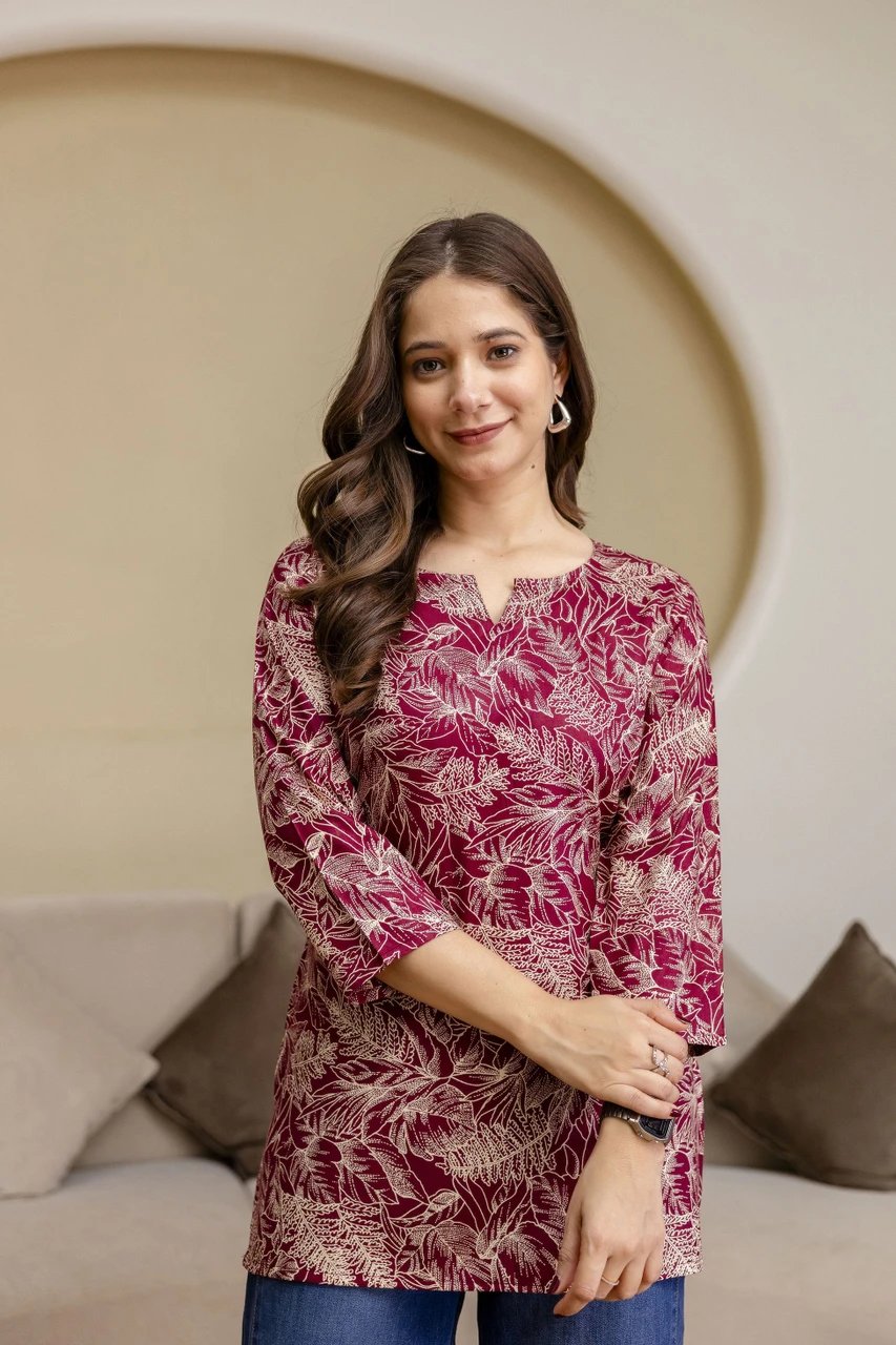 Printed Cotton Blend Straight Kurta for Women - view 4