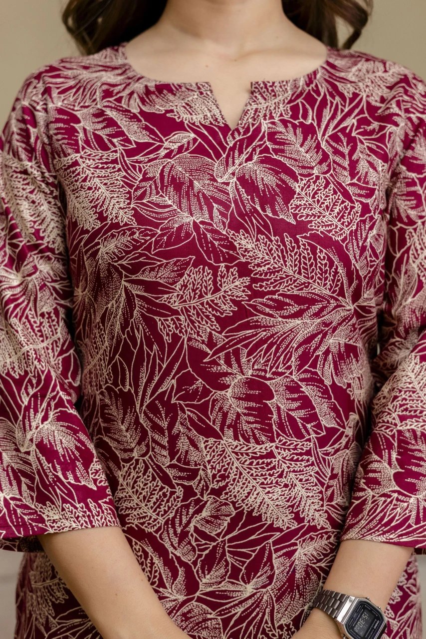 Printed Cotton Blend Straight Kurta for Women - view 5