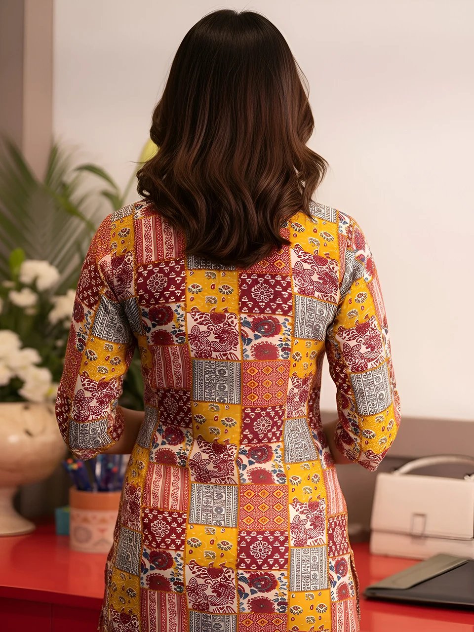 Printed Cotton Blend Straight Kurta for Women - view 4