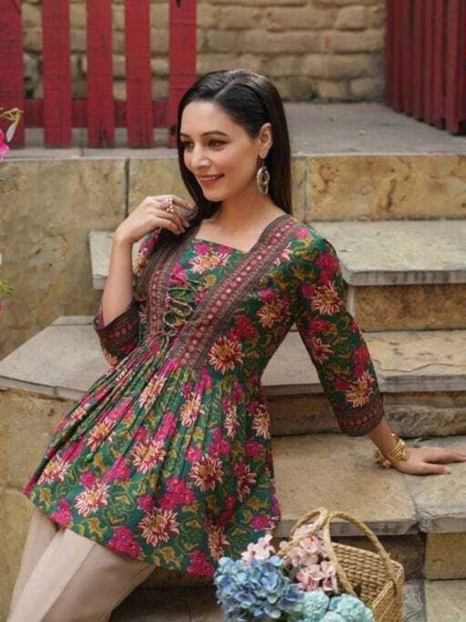 Printed, Floral Print Viscose Rayon Straight Kurta - view 4