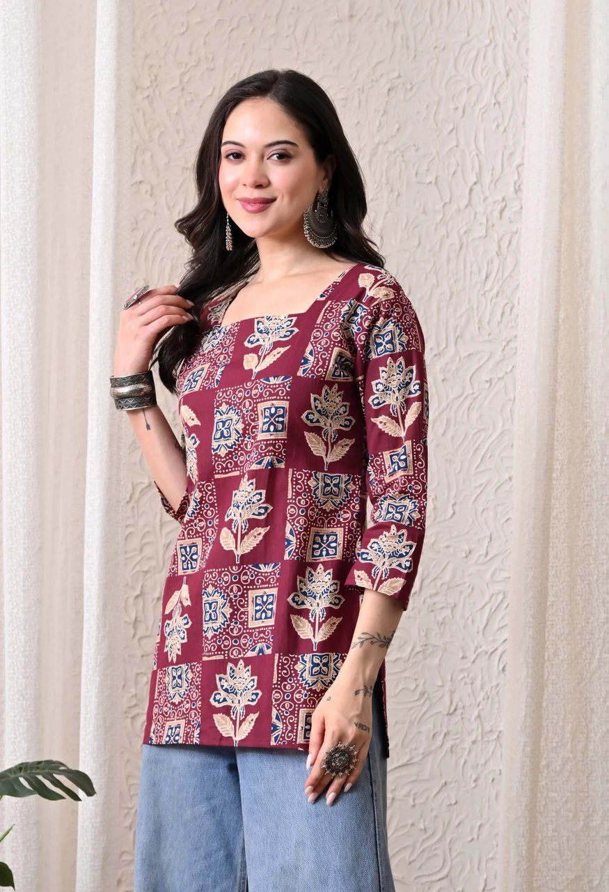 Printed Pure Cotton Straight Kurta for Women - view 3