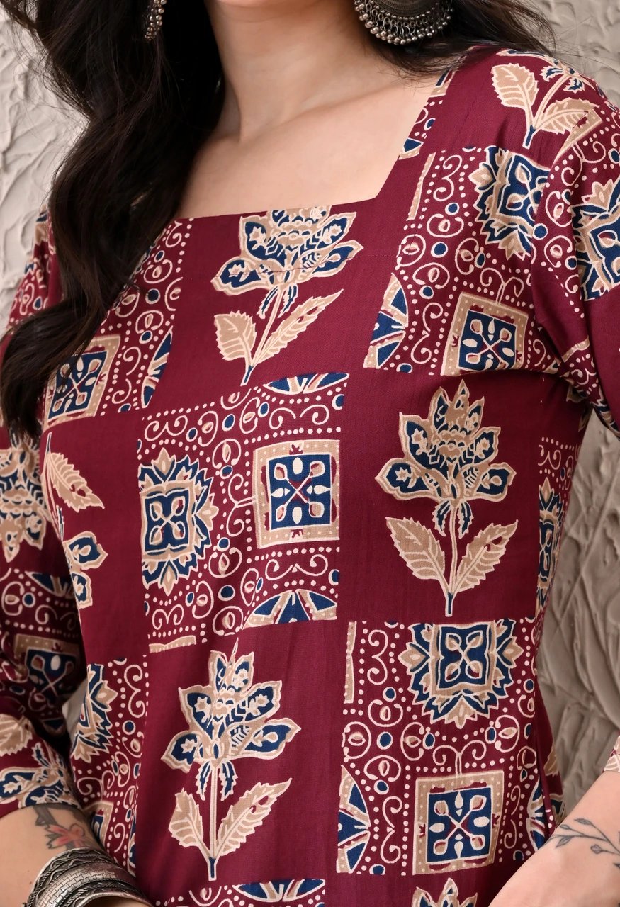 Printed Pure Cotton Straight Kurta for Women - view 4