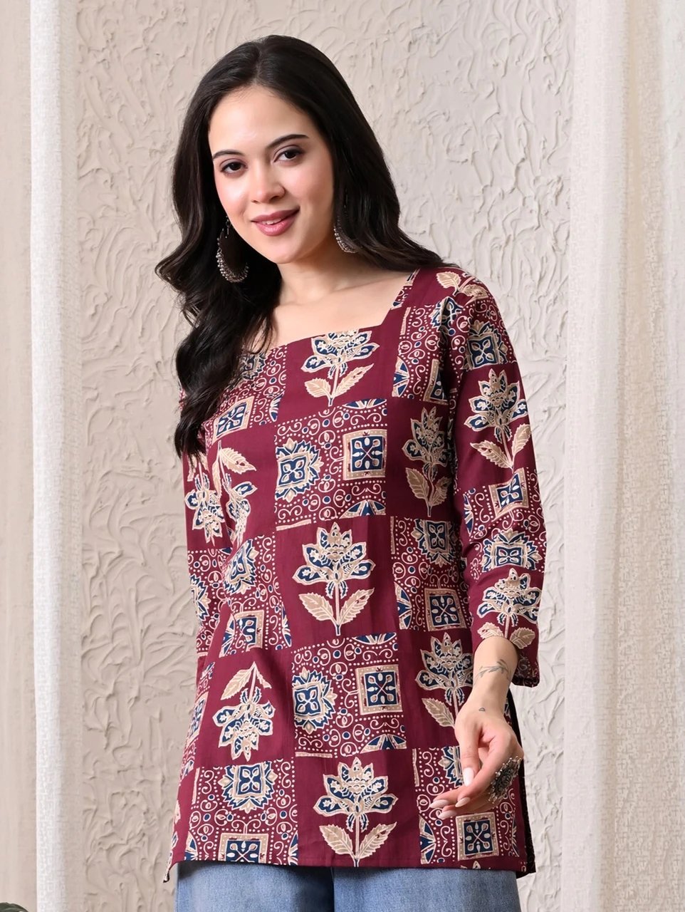 Printed Pure Cotton Straight Kurta for Women - view 5