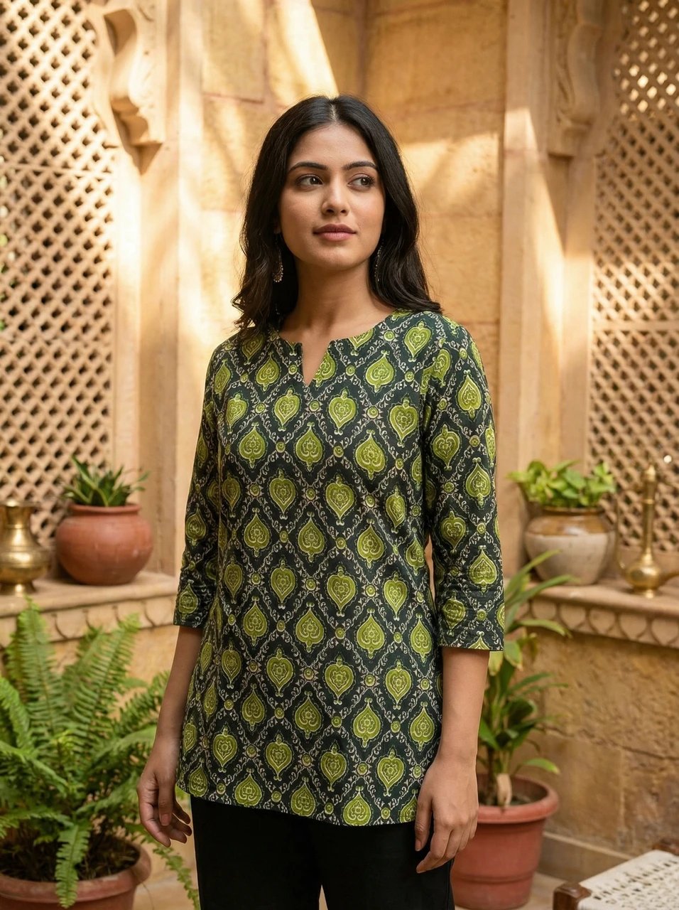 Printed Pure Cotton Straight Kurta f174or Women - view 4
