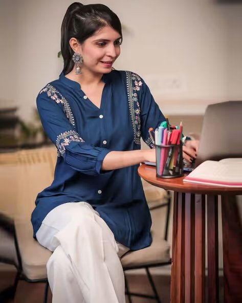Women Embroidered Relaxed Fit Top - view 3