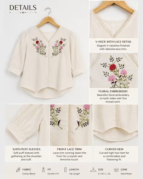 Women Floral Cotton Top - view 4
