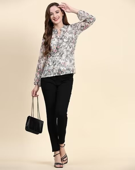Women Floral Print Regular Fit Top - view 3