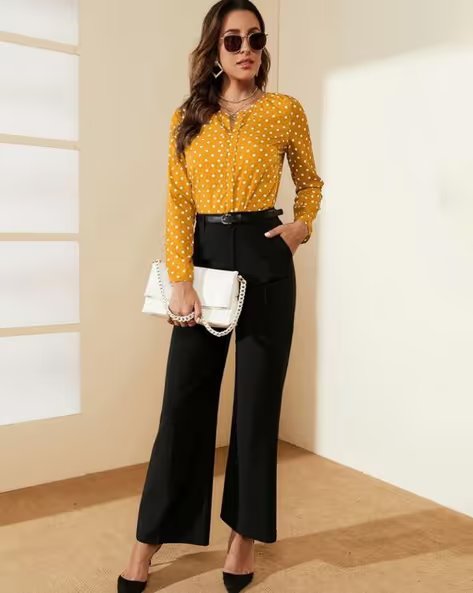 Women Regular Fit Polka-Dot Print Top - view 3